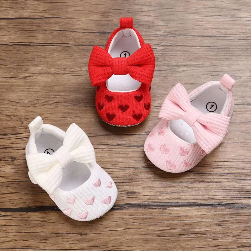 0-1 Years Old Baby Cotton Love Pattern Princess Baby Toddler Shoes