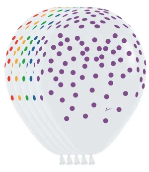 11 inch Sempertex Rainbow Confetti Latex Balloons 50ct