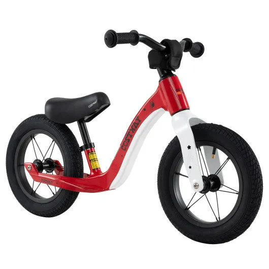 12-Inch Balance Bike with Adjustable Seat and Rotatable Handlebar for Over 36 Months Old-Red