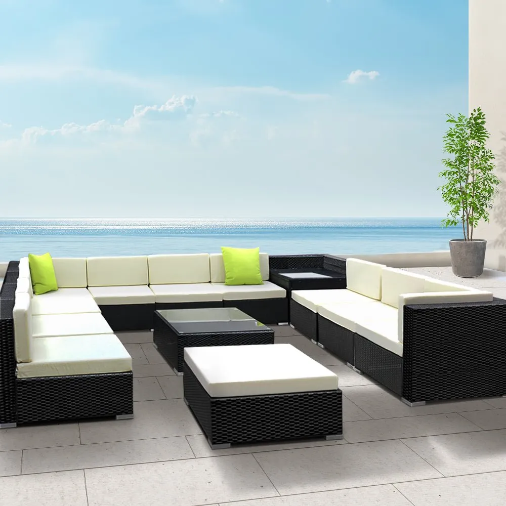 13-Piece Outdoor Sofa Set Wicker Couch Lounge Setting 11 Seater