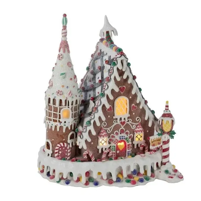 13" Pre-Lit Claydough Gingerbread Inn with C7 Bulb