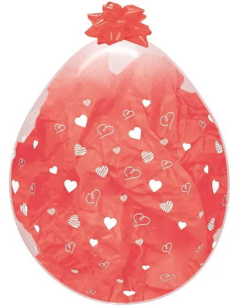 18 inch Sempertex Stuffing Infinity Hearts-Crystal Clear Stuffing Balloon Printed 25ct