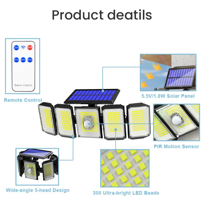 18W Outdoor Solar Sensor Light