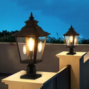 2 Pack Outdoor Glass Pillar Light Vintage Light Garden Path Light Outdoor Lighting