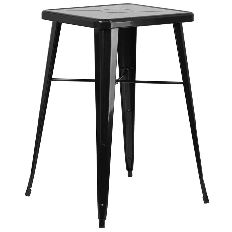 23.75'' Square Black Metal Indoor-Outdoor Bar Height Table By Flash Furniture