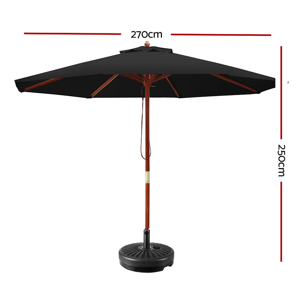 2.7m Mililani Outdoor Umbrella Pole Garden Stand Deck with Base - Black