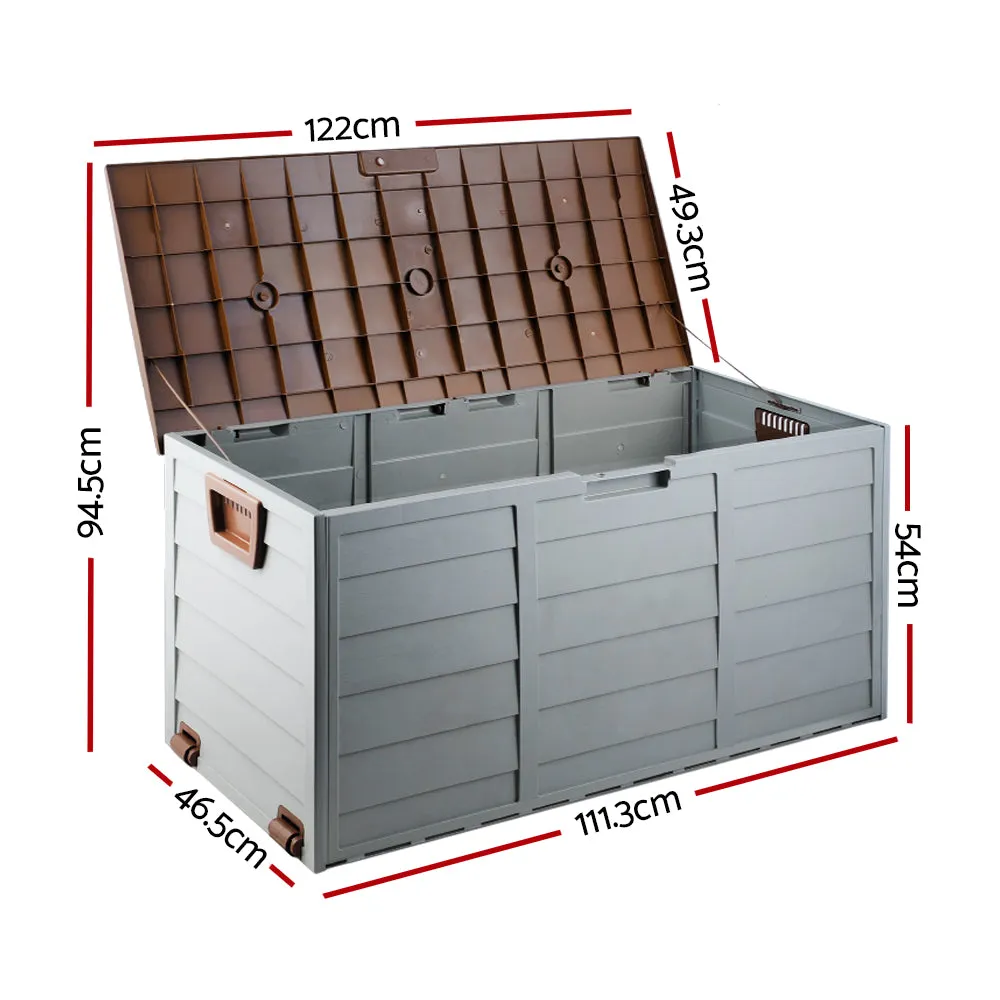 290L Outdoor Storage Box - Brown and Grey