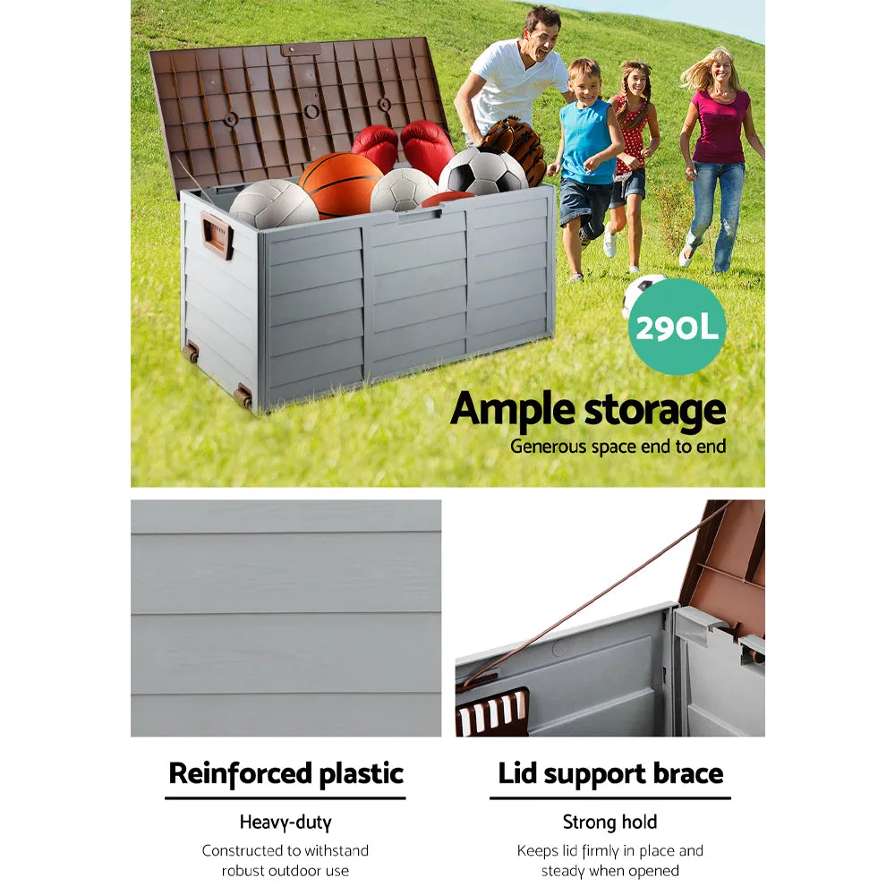 290L Outdoor Storage Box - Brown and Grey