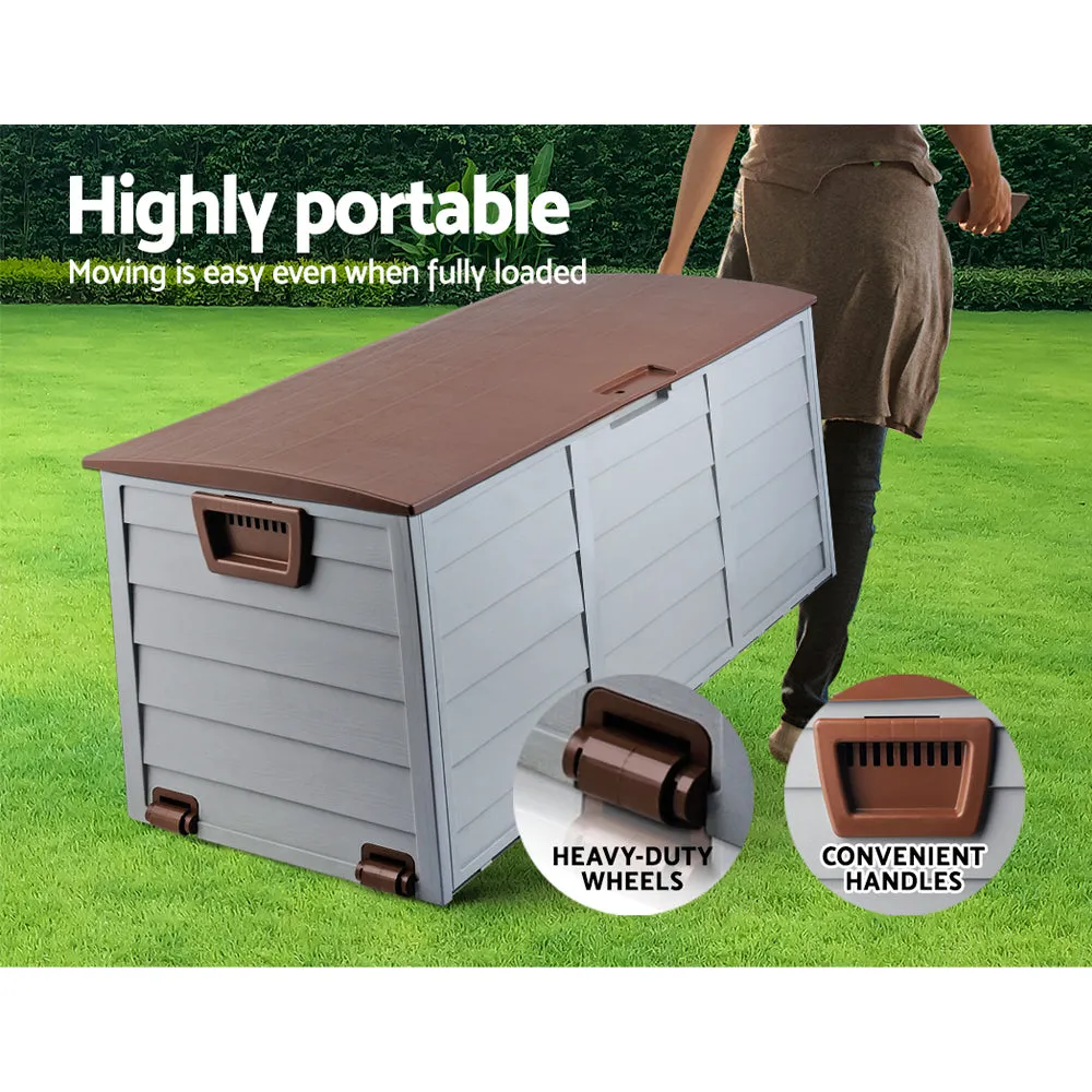 290L Outdoor Storage Box - Brown and Grey