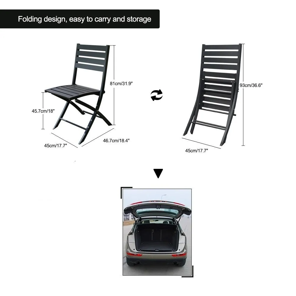 2PCS Outdoor/Indoor Aluminum Folding Patio Dining Chairs -Grey