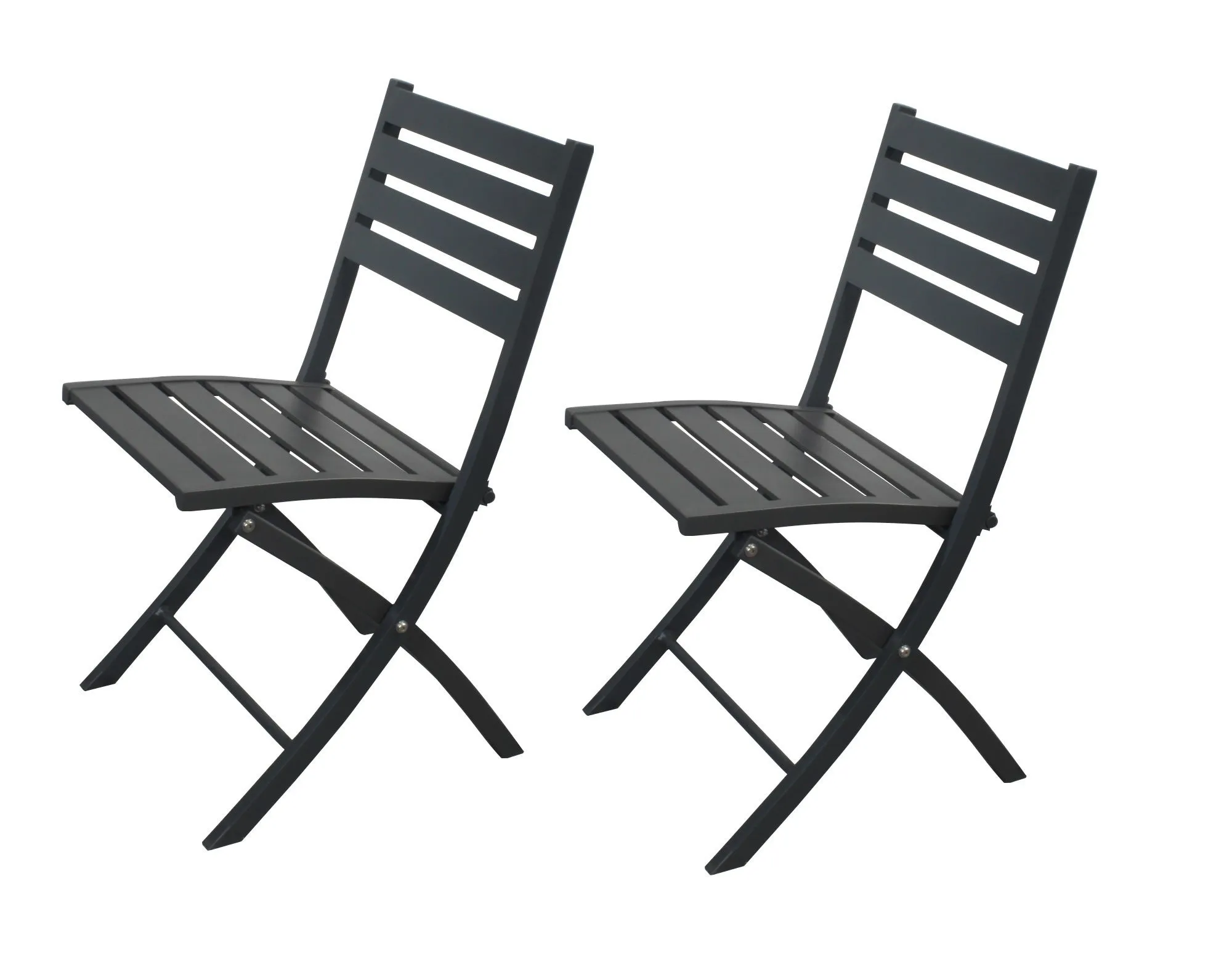 2PCS Outdoor/Indoor Aluminum Folding Patio Dining Chairs -Grey