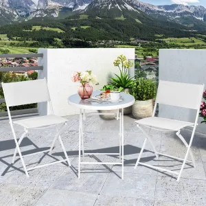 3 Pieces Patio Folding Bistro Set for Balcony or Outdoor Space