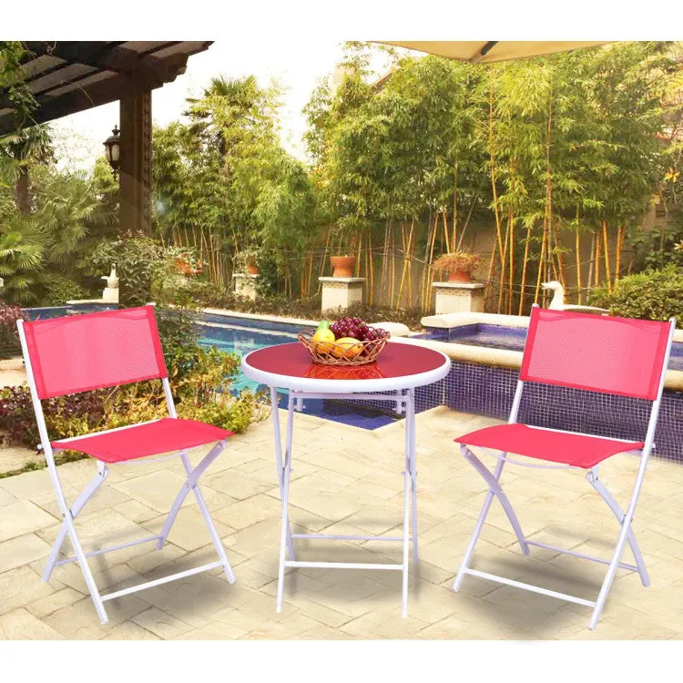 3 Pieces Patio Folding Bistro Set for Balcony or Outdoor Space