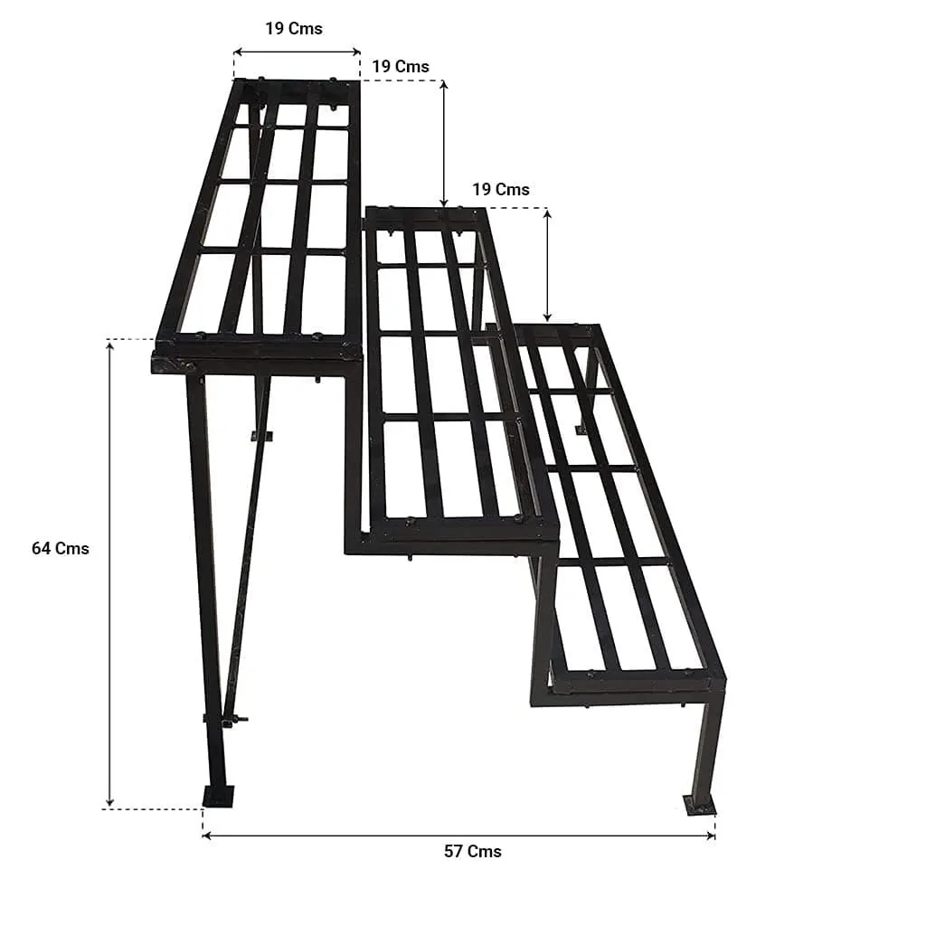 3 Step Stand for Multiple Plants and Pots Stand | Indoor Shelf Holder Rack | Gardening Stand | Indoor Outdoor (Black)