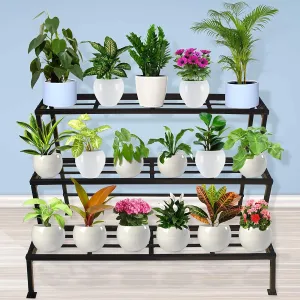 3 Step Stand for Multiple Plants and Pots Stand | Indoor Shelf Holder Rack | Gardening Stand | Indoor Outdoor (Black)