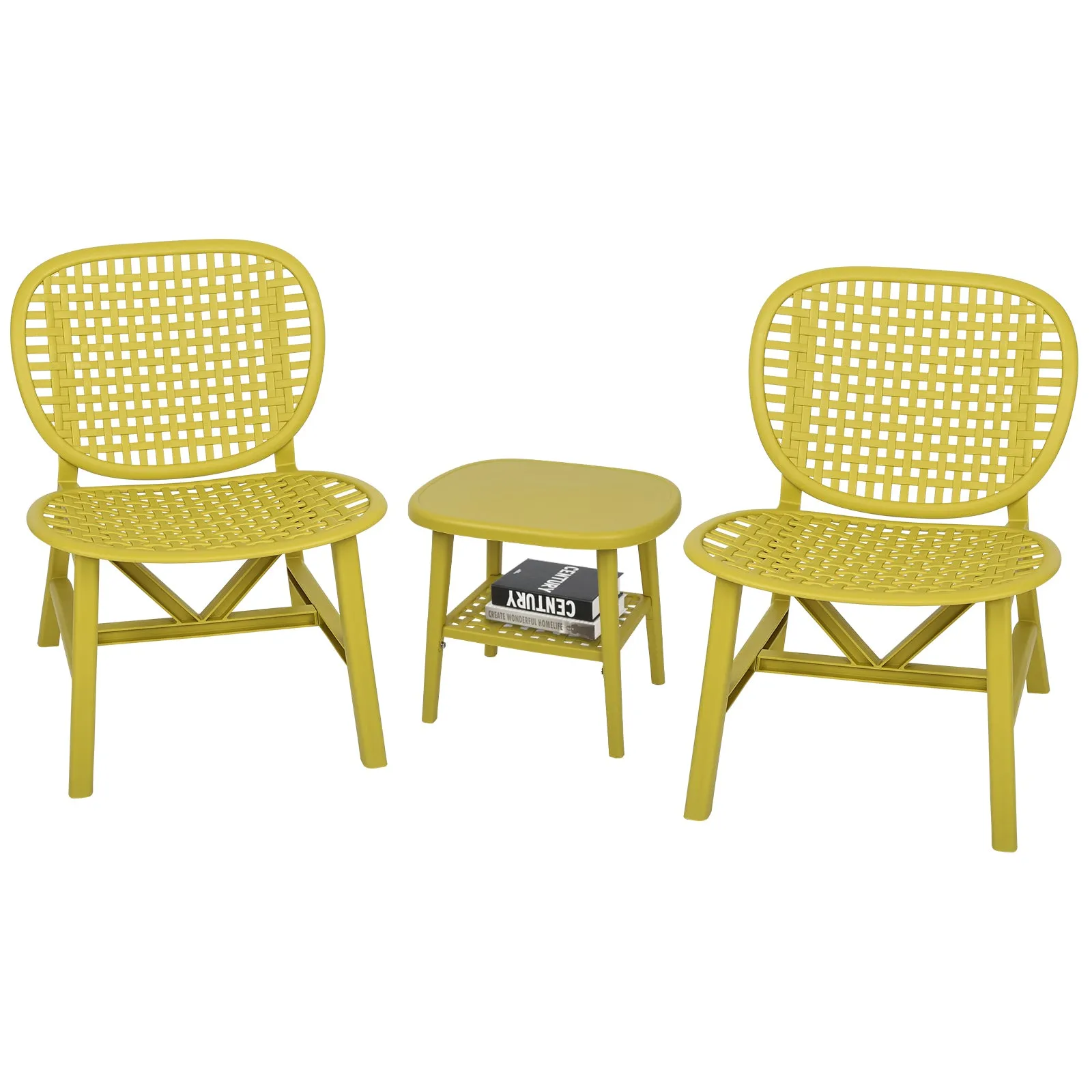 3pcs Hollow Design Patio Table Chair Set for Balcony Garden