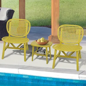 3pcs Hollow Design Patio Table Chair Set for Balcony Garden