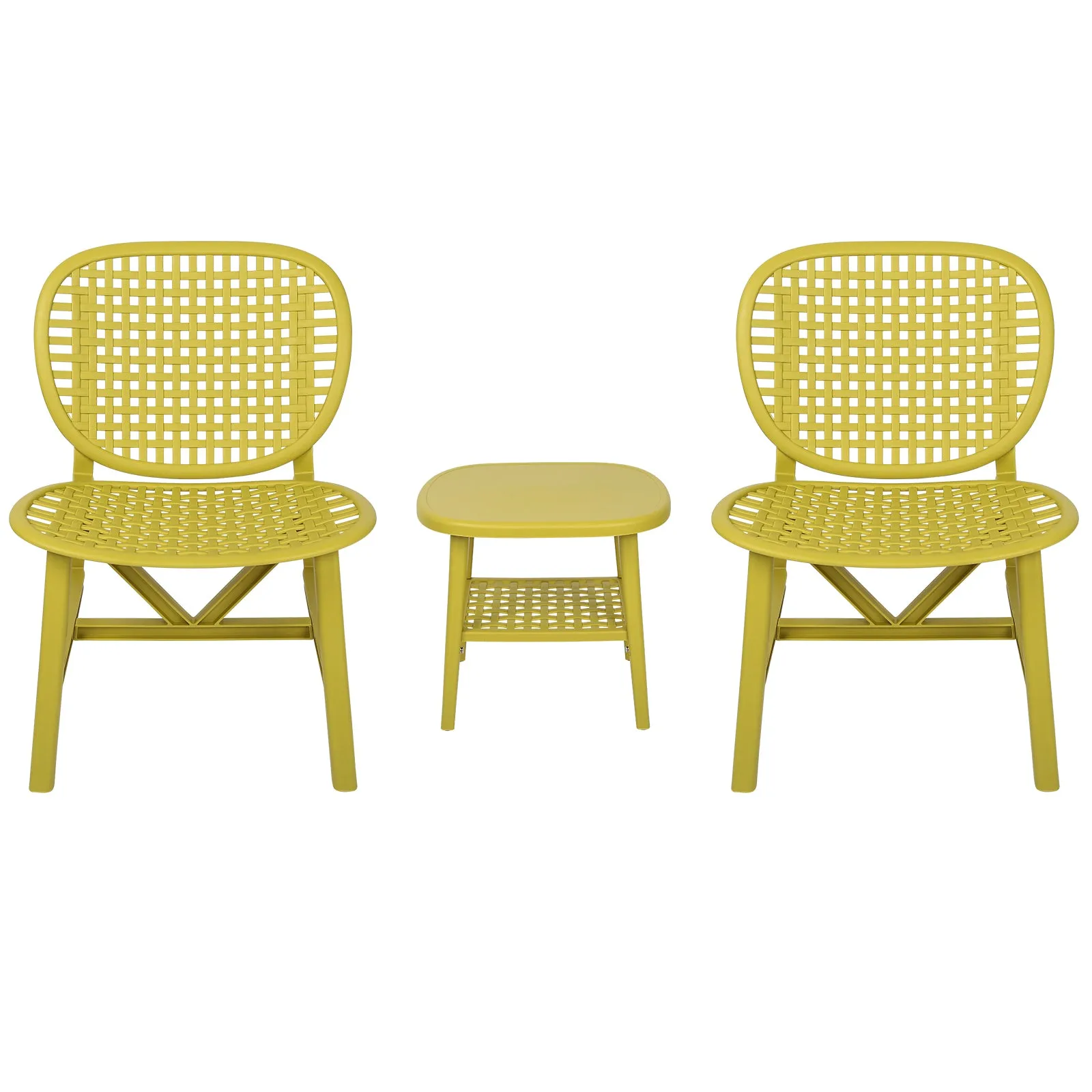 3pcs Hollow Design Patio Table Chair Set for Balcony Garden