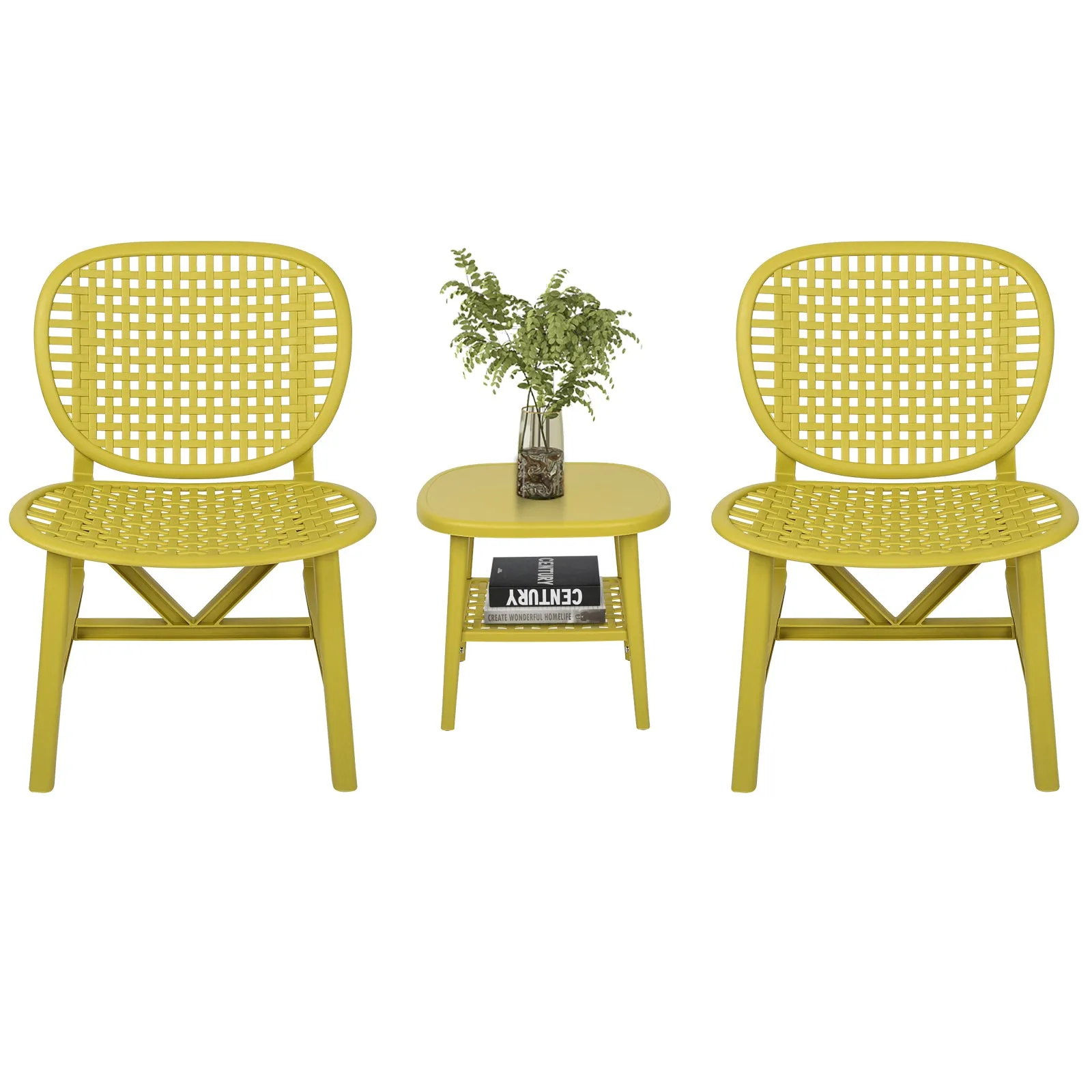 3pcs Hollow Design Patio Table Chair Set for Balcony Garden