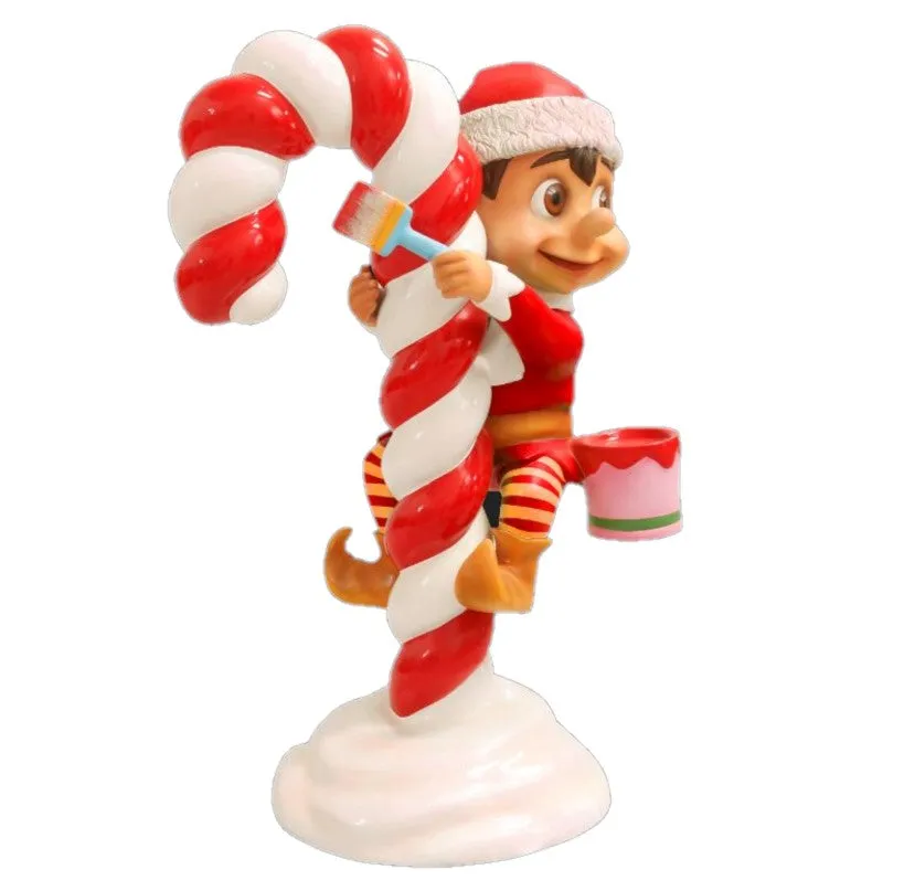 4 FT Santa Elf Painting Candy Cane