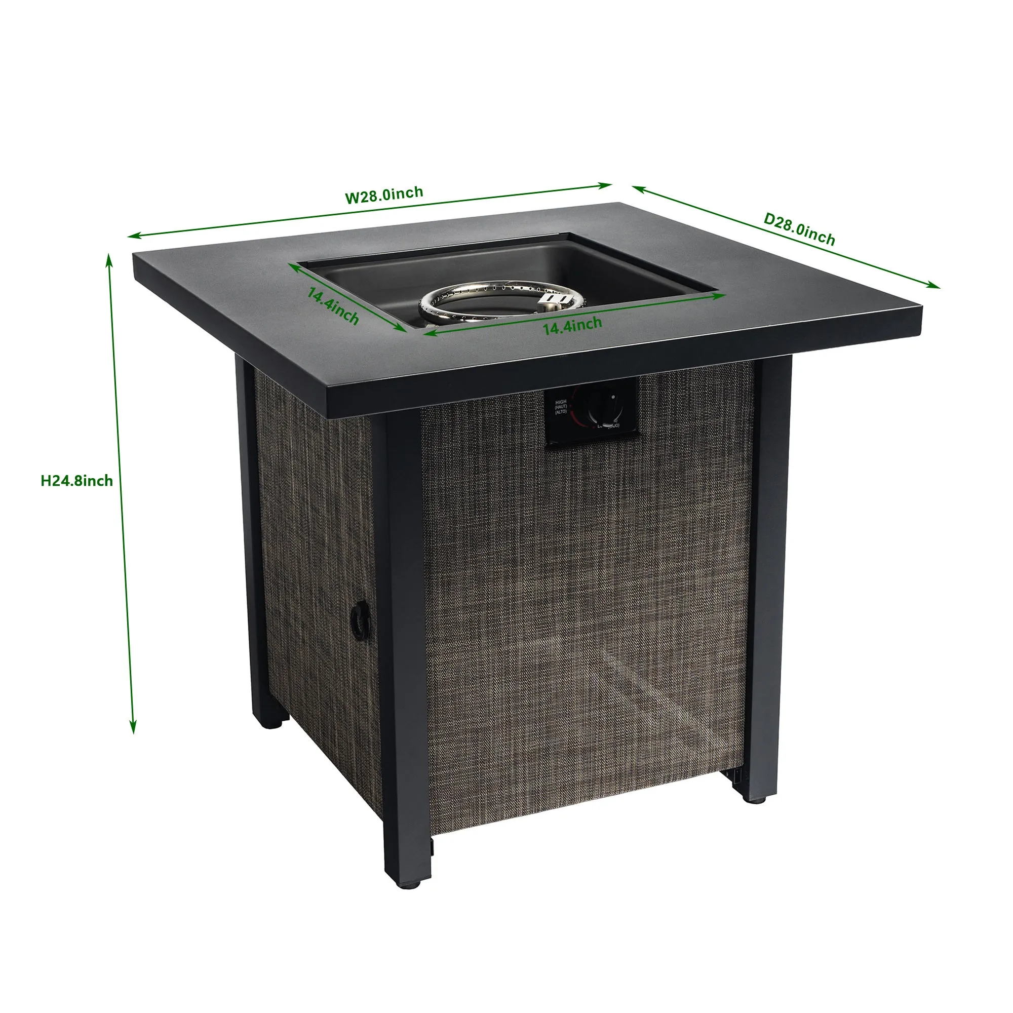 40000BTU Square Propane Fire Pit Table