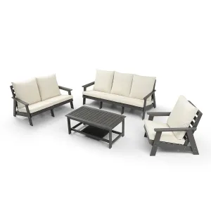 4pcs Conversation Patio Set Outdoor Sofa and Coffee Table