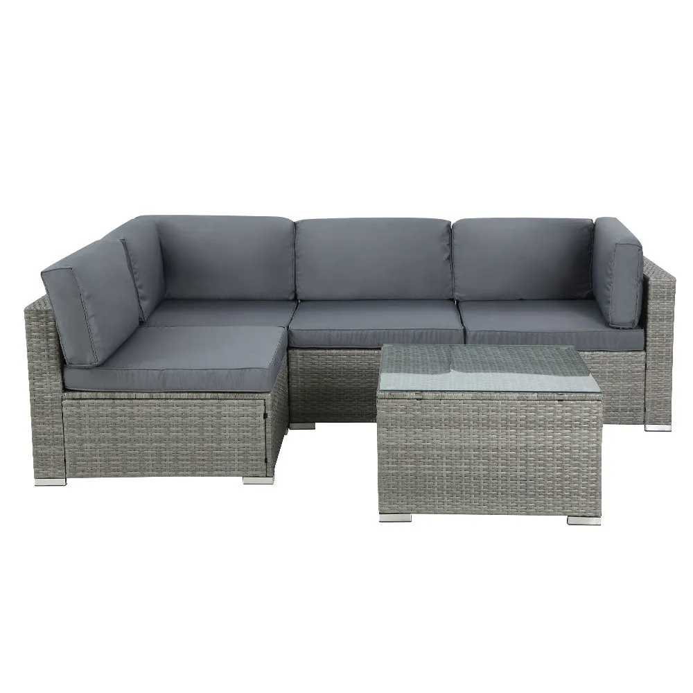 5 Piece Noosa Outdoor Wicker Sofa Set - Grey