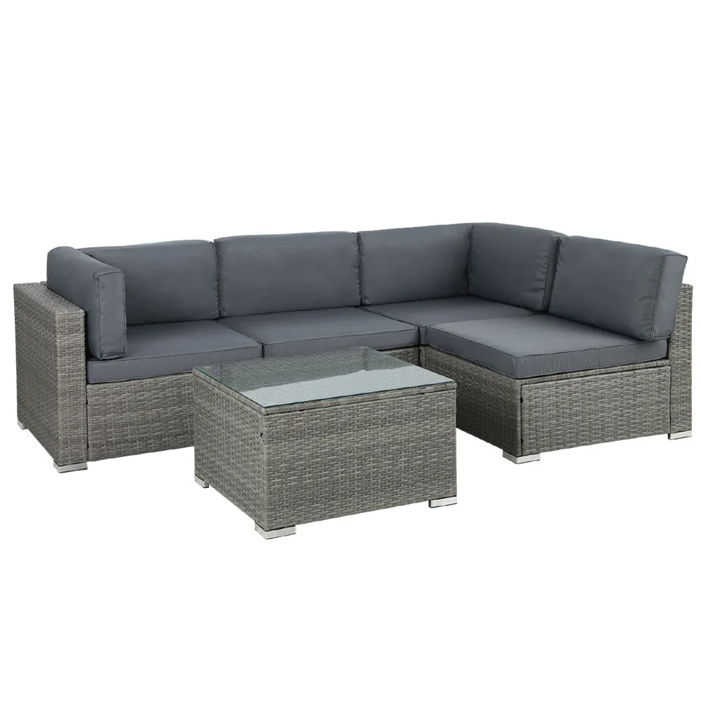 5 Piece Noosa Outdoor Wicker Sofa Set - Grey