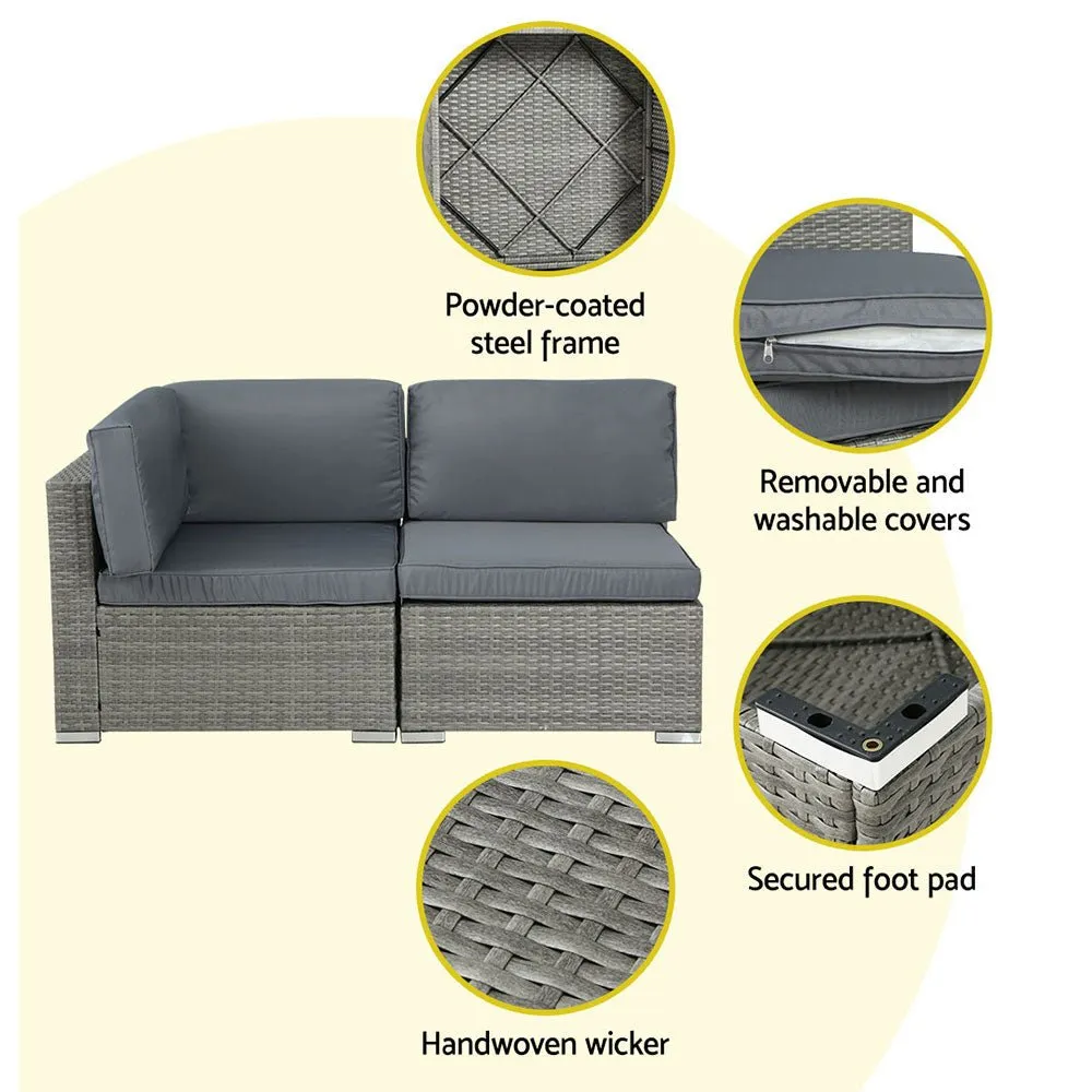 5 Piece Noosa Outdoor Wicker Sofa Set - Grey