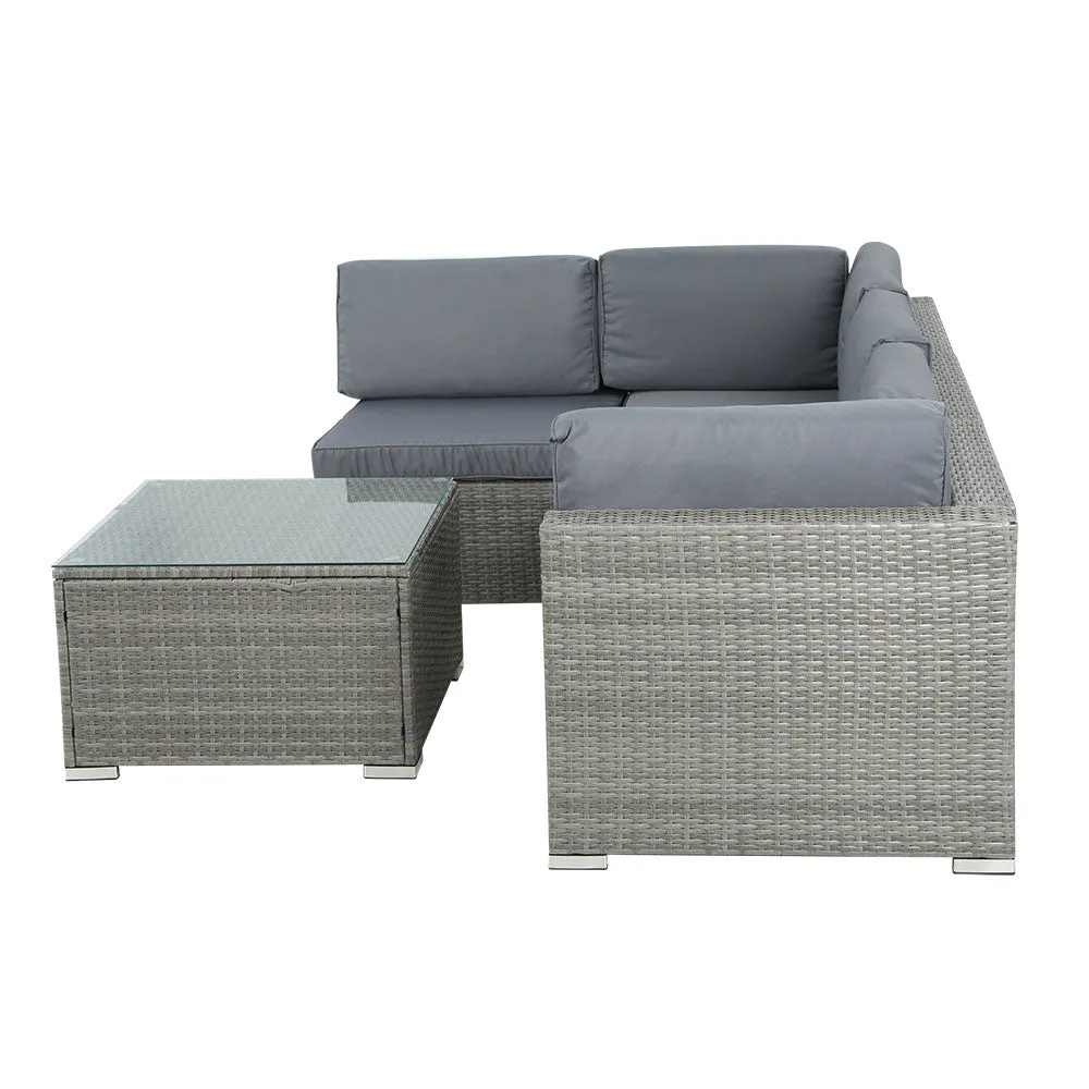 5 Piece Noosa Outdoor Wicker Sofa Set - Grey