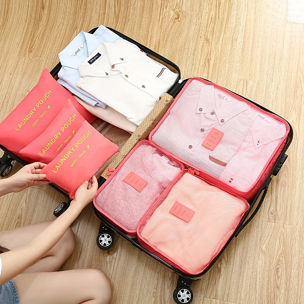 6PCS Travel Storage Bag Set Organize Clothes  Shoes