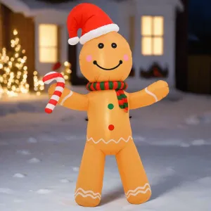 8ft Inflatable Gingerbread Man Candy Cane LED Christmas Decoration