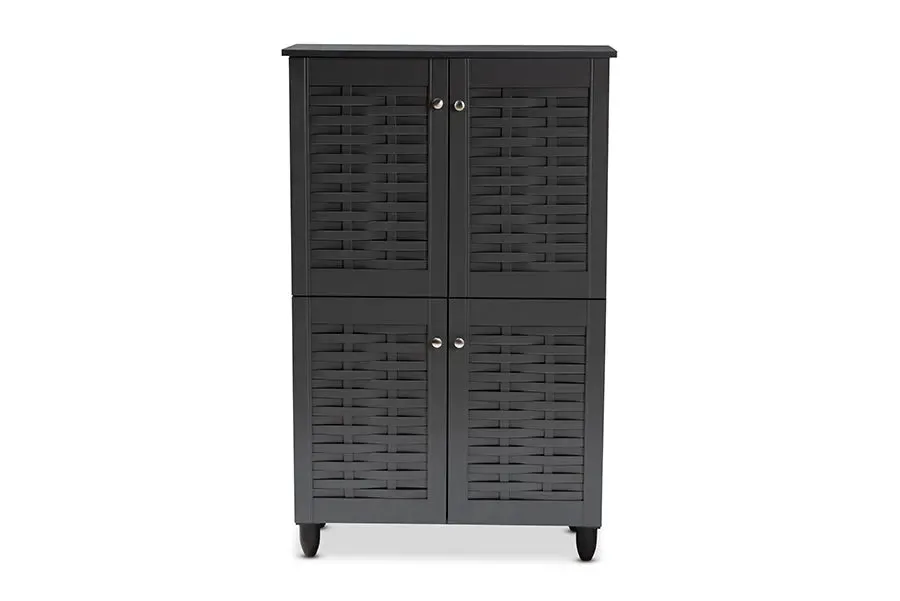 Acadia Dark Gray 4-Door Wooden Entryway Shoe Storage Cabinet