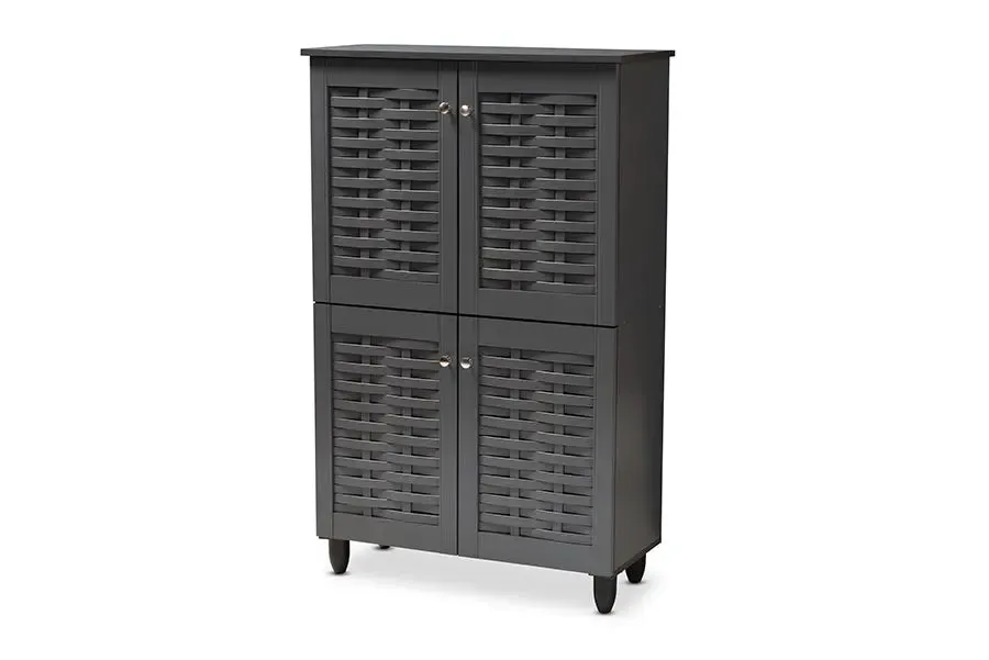 Acadia Dark Gray 4-Door Wooden Entryway Shoe Storage Cabinet