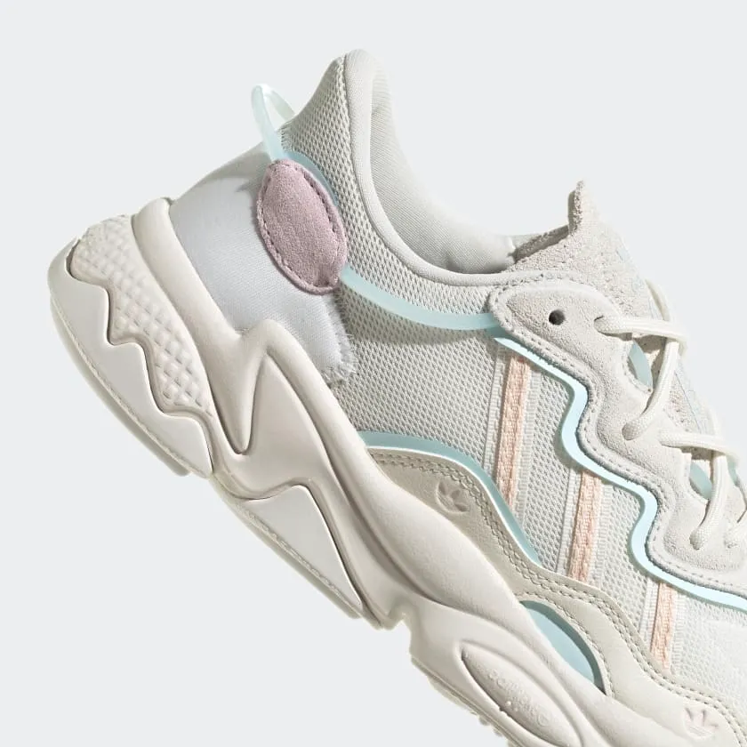 Adidas Women's Ozweego Shoes -  Cloud White / Bliss Orange / Almost Blue