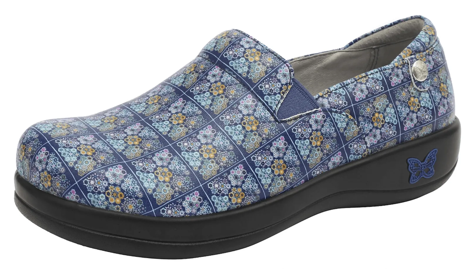 Alegria Womens Keli Professional Shoes - Roses Blue Quilt