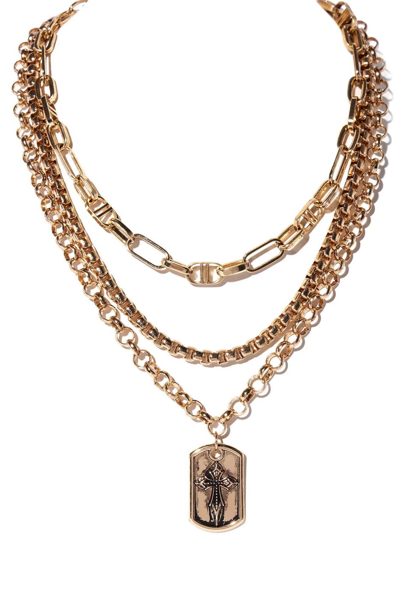 All The Way Up 3 Piece Chain Necklace - Gold