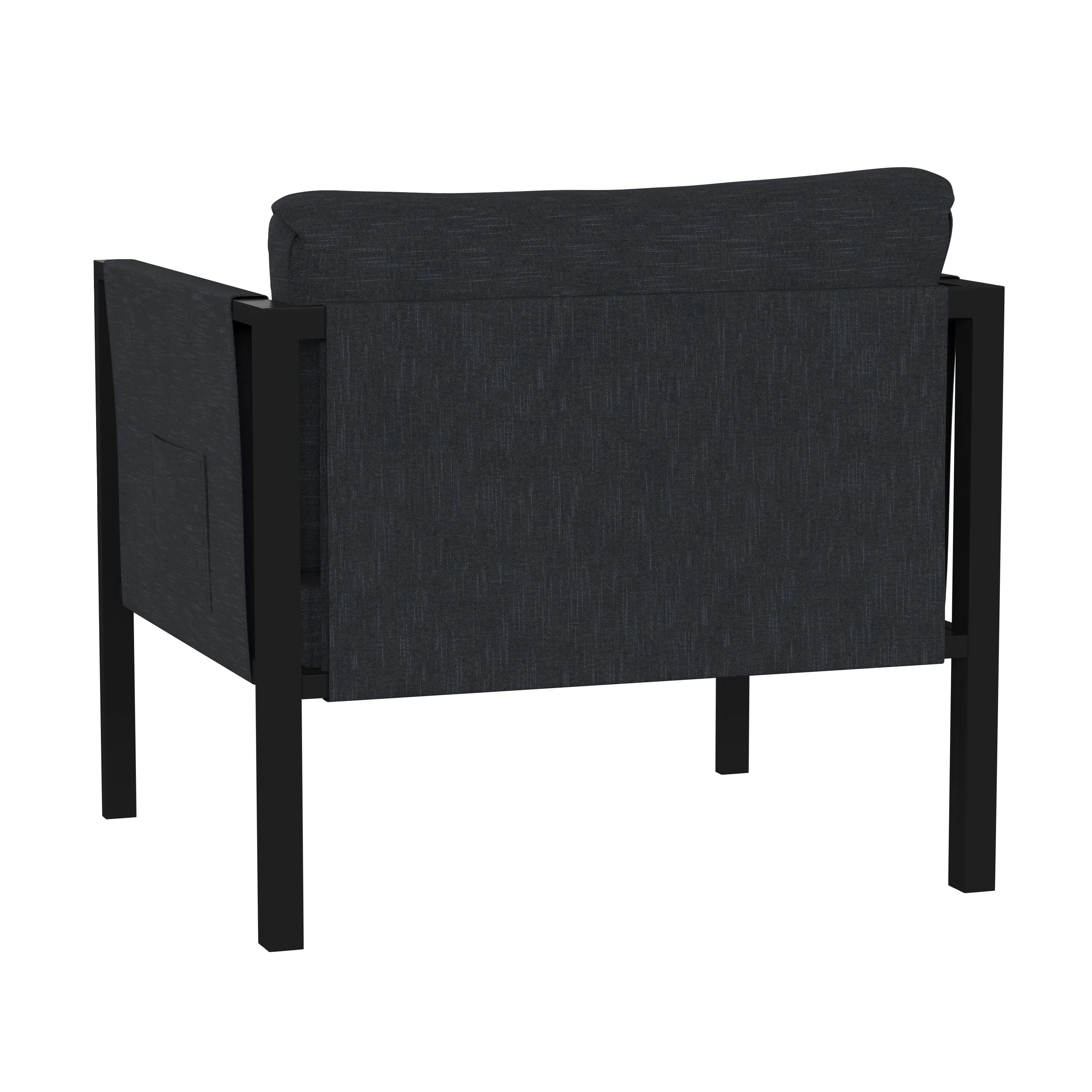 Amy Black Metal Indoor/Outdoor Patio Chair with Storage Pockets