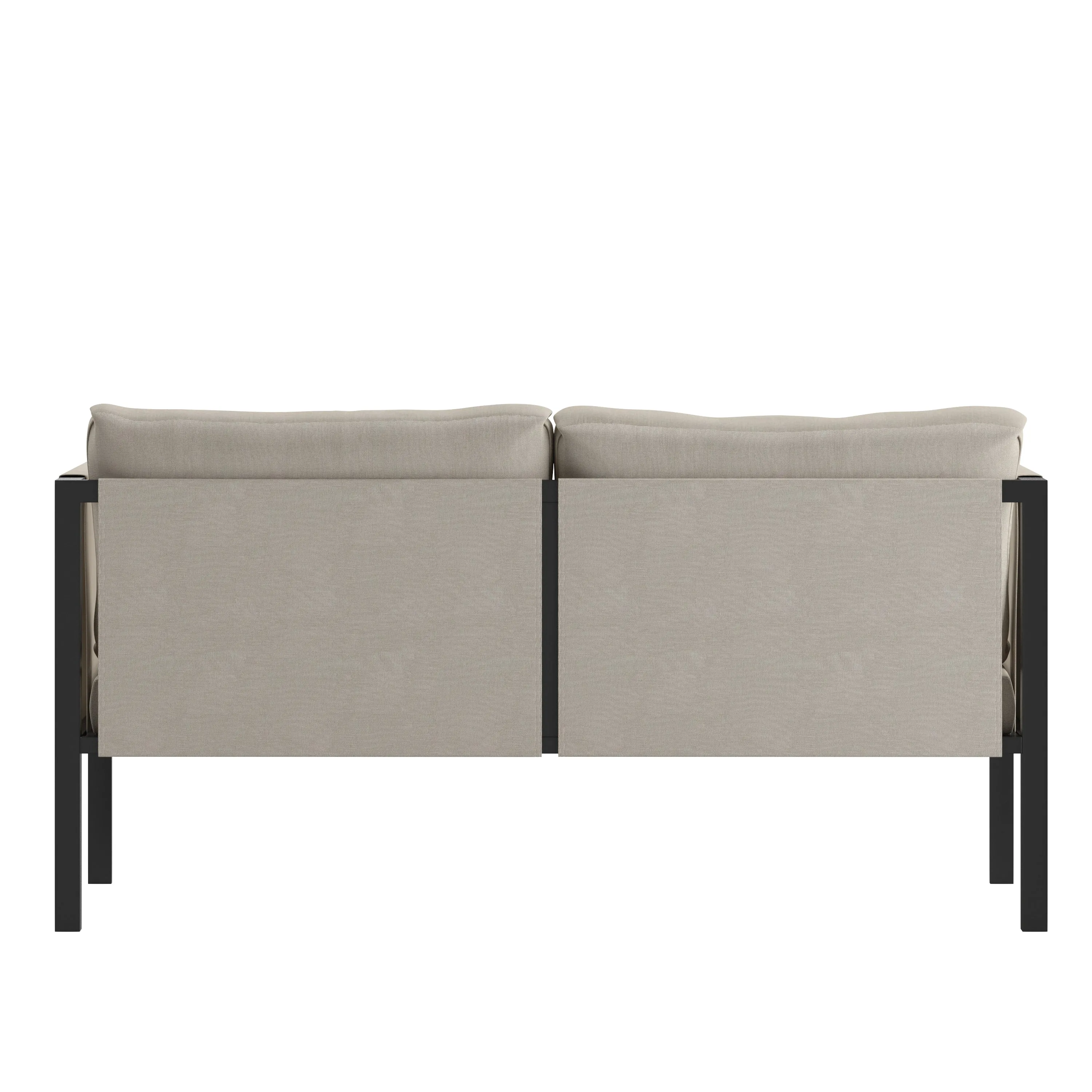 Amy Black Metal Indoor/Outdoor Patio Love Seat with Storage Pockets