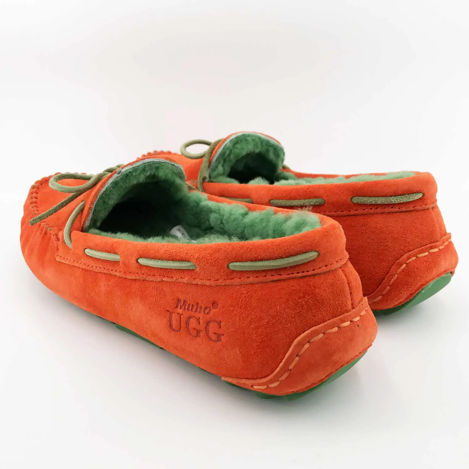 Australian Sheepskin UGG Women Casual Leather Flats UGG Moccasin - Orange