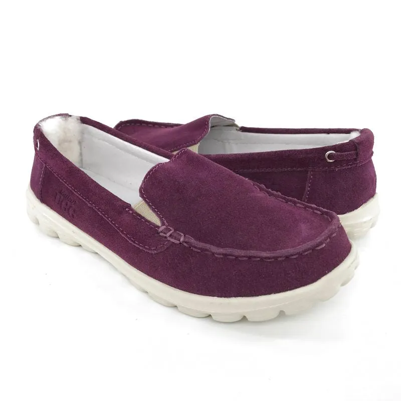 Australian Sheepskin Unisex Casual Flats UGG Moccasin - Wine Red