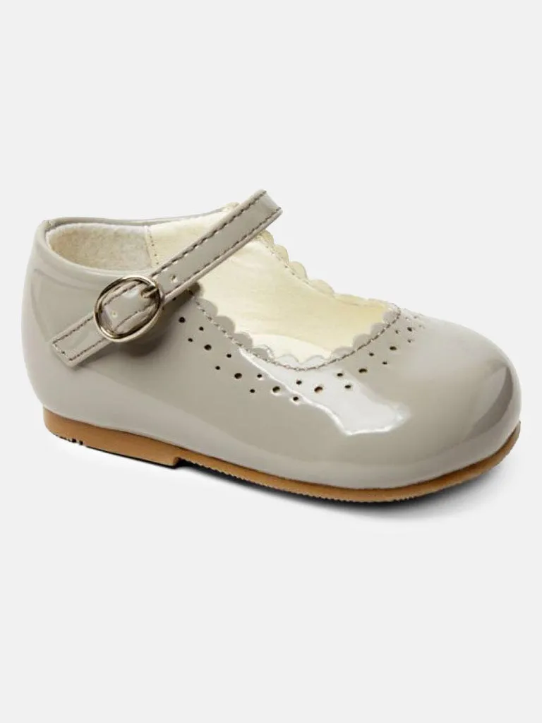 Baby Girl MARY JANE Shoes Emma Scalloped Trim - Grey