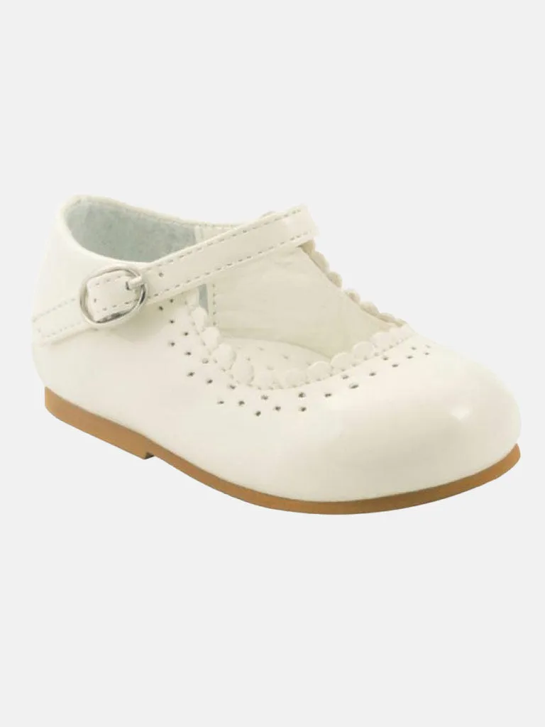 Baby Girl MARY JANE Shoes Emma Scalloped Trim - Ivory/Cream