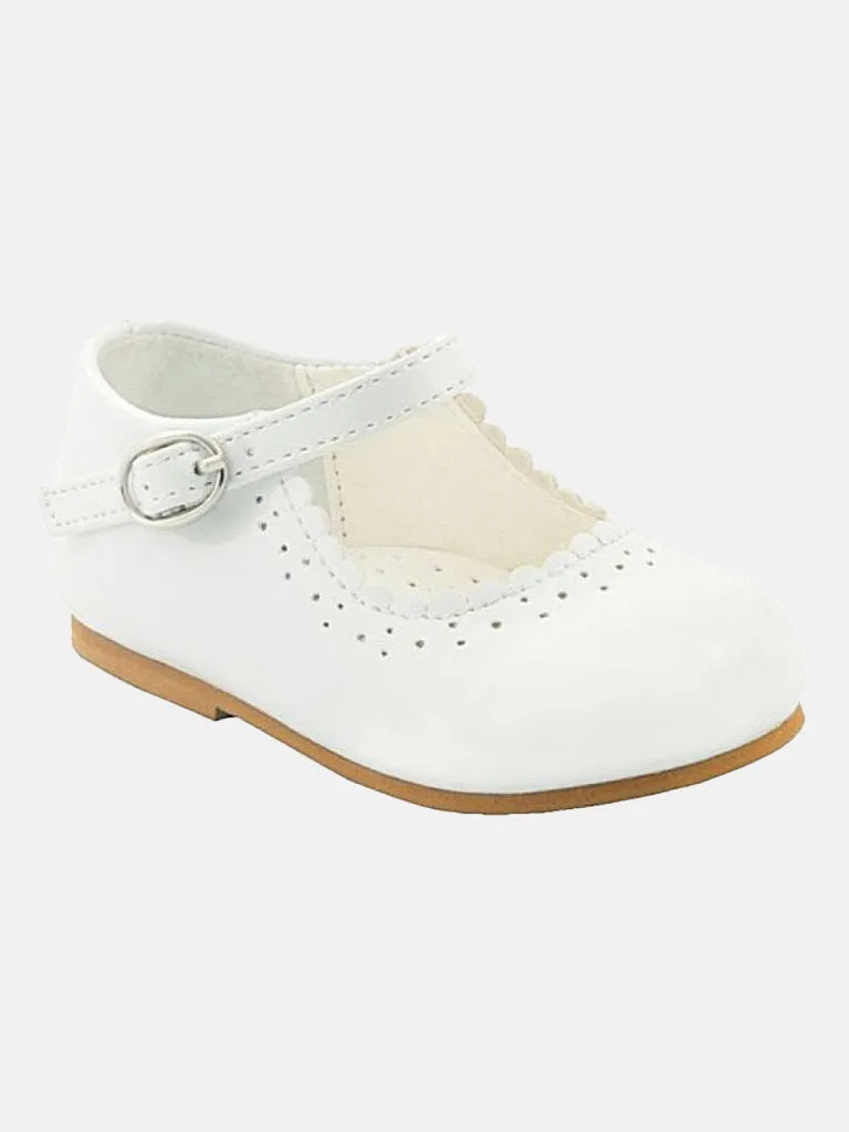 Baby Girl MARY JANE Shoes Emma Scalloped Trim - White