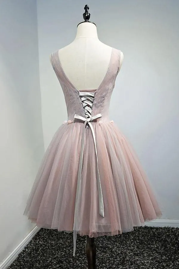 Ball Gown V-neck Short Tulle Homecoming Dress With Beading PG134