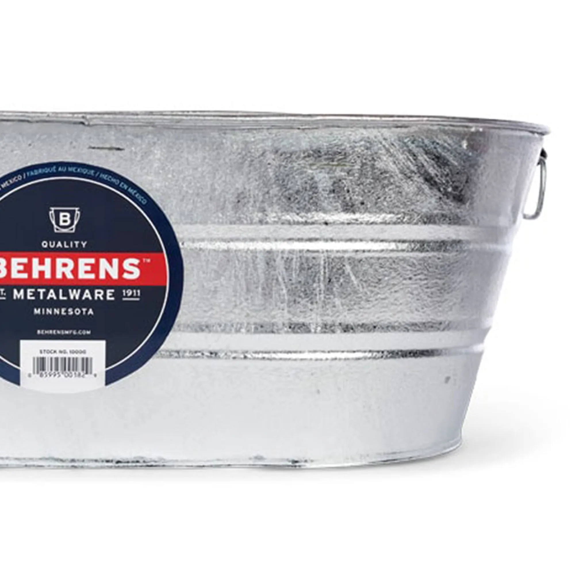 Behrens 16 Gallon Round Galvanized Weatherproof Steel Tub with Handles, Silver