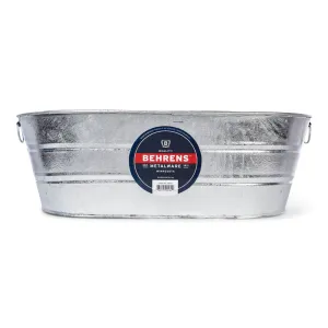 Behrens 16 Gallon Round Galvanized Weatherproof Steel Tub with Handles, Silver