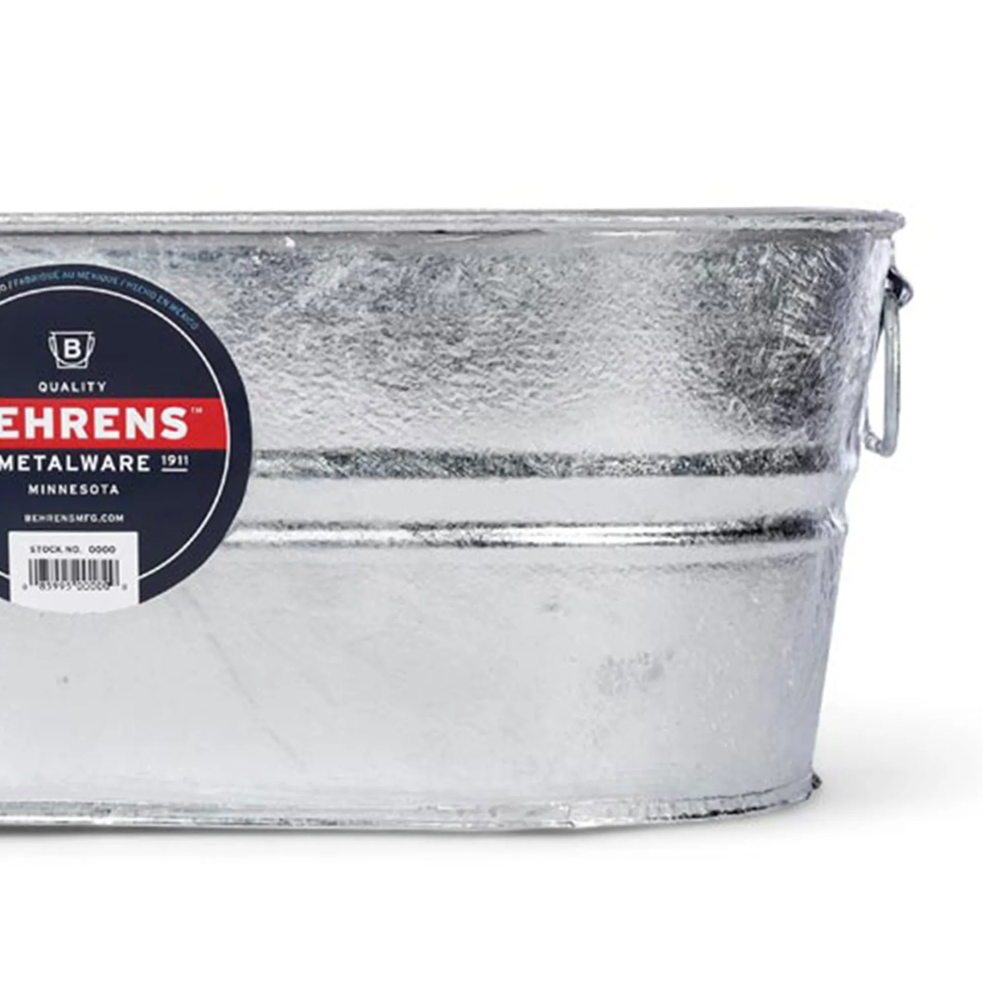 Behrens 5.5 Gallon Round Galvanized Weatherproof Steel Tub with Handles, Silver