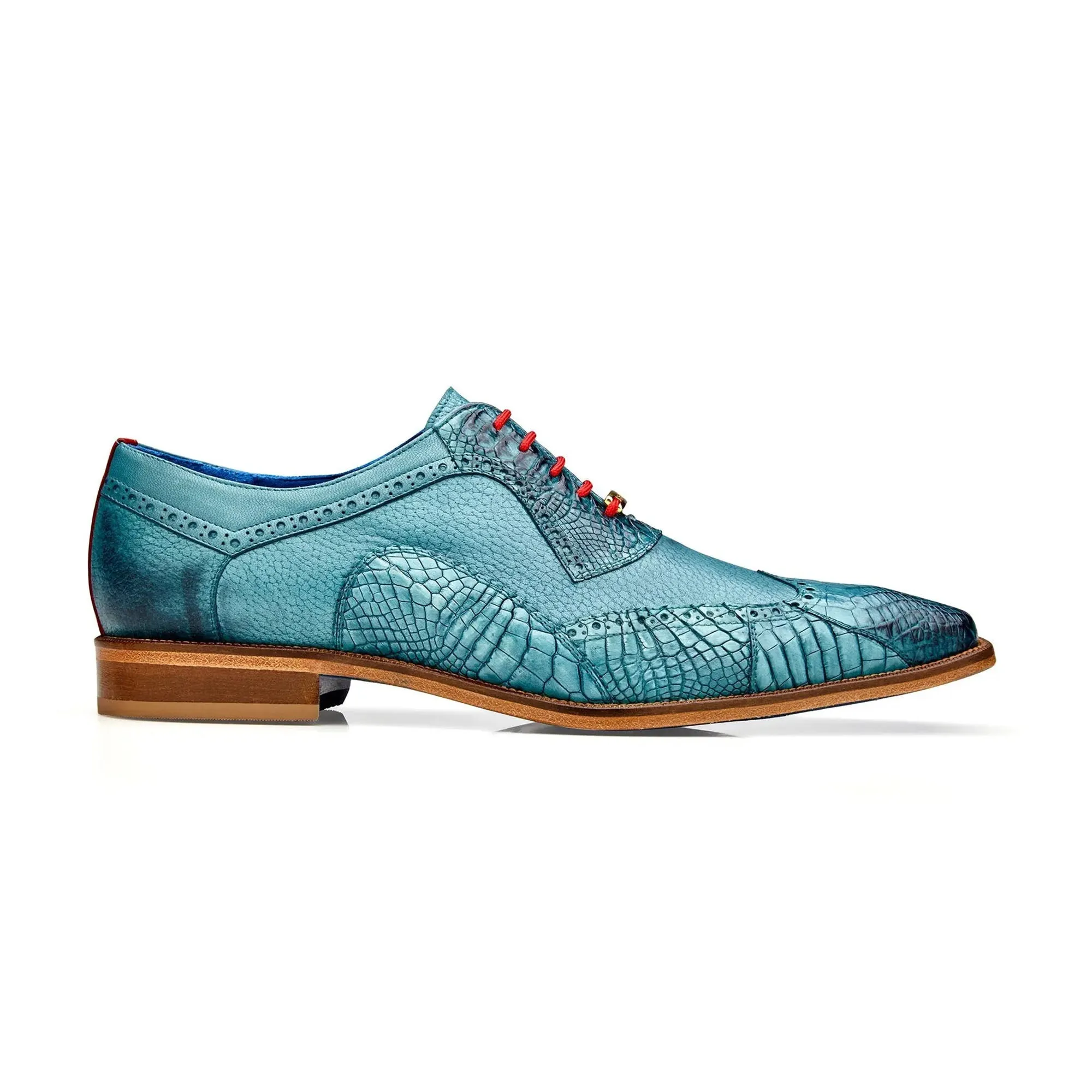 Belvedere Roberto in Antique Aqua Alligator & Leather Dress Shoes