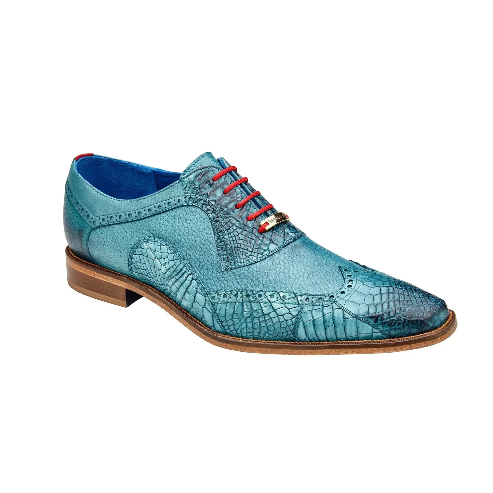 Belvedere Roberto in Antique Aqua Alligator & Leather Dress Shoes